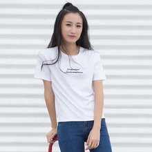 

Hanyiren New 2017 Summer Women T-shirt Print Super T Shirt White Cotton Letter Tops Tee Harajuku Tshirt wonder woman
