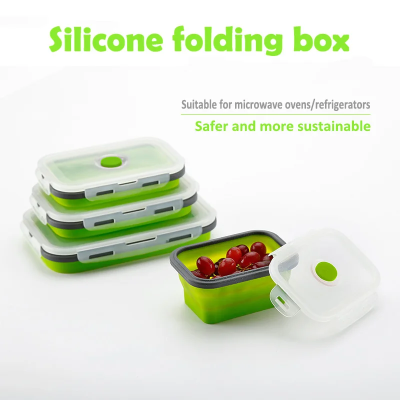

Silicone Bento Box Portable Color Collapsible Food Box Child Adult Lunch Box 500/800 /1200ml Environmental Protection
