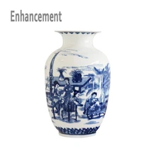 Синий и белый Керамика ваза Дизайн фарфор цветок древняя китайская рисунок история узор ваза ручной работы Цзиндэчжэнь Цветок Вазы