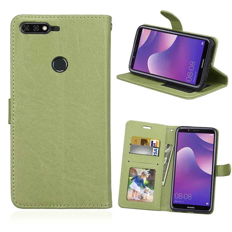 

PU Leather Case For Huawei Y7 2018/Nova 2 Lite/Honor 7C/Enjoy 8 Flip Cover Retro Crazy Horse Stand Wallet Card slot frame Design