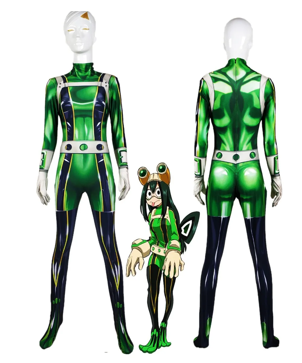 

3D Printed Boku no Hero Academia Froppy Cosplay Costumes Pro Hero Tsuyu Asui Hero Academia Zentai Bodysuit Halloween Party suit