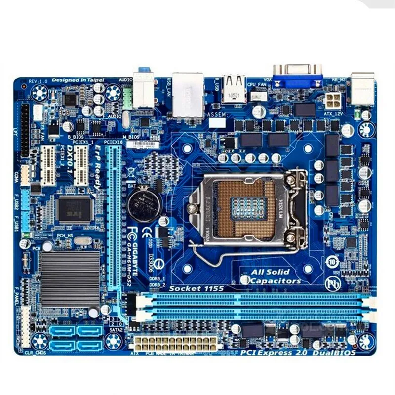 

Original motherboard for Gigabyte H61M-DS2 LGA1155 DDR3 support 22 / 32nm processor