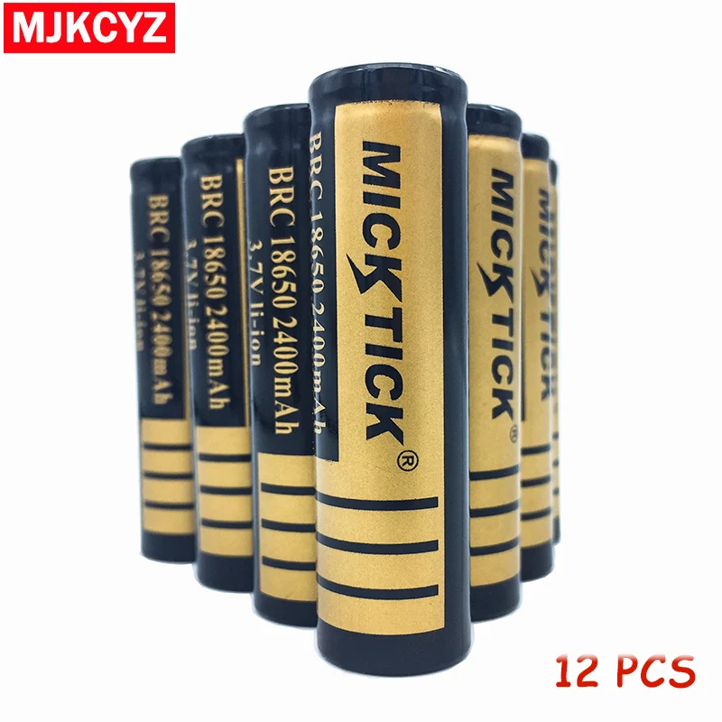 

12Pcs 3.7V 18650 2400mAh MICKTICK Battery lithium Li Ion Rechargeable Capacity Batteries battaries Flashlight LED free shipping