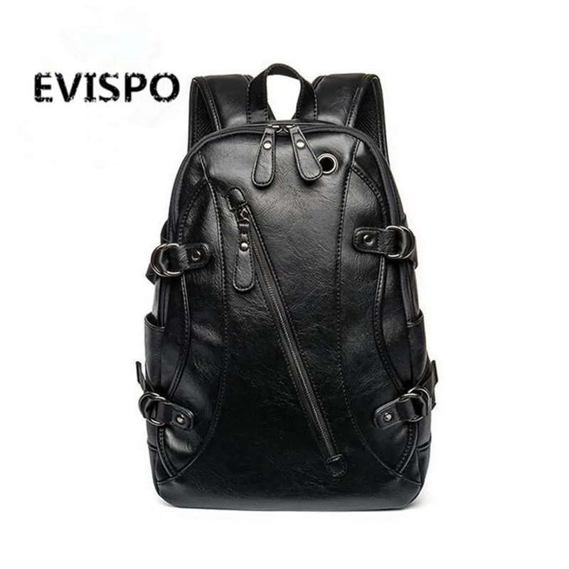 2016 new PU Leather Backpack Men's Casual Travel Bag Oil Wax Leather Laptop Bags College Style Backpack Daily Backpack Mochila