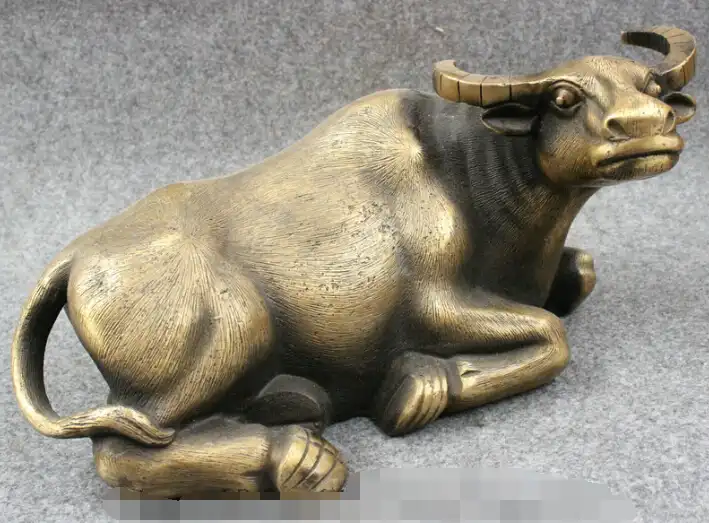 S0250 13 "Народная Китайский Год Зодиак Бронзовые Украшения Лежал Bull Ox Статуя Животных скидка 30% (C0324)