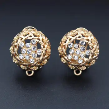 

Clip Back Earrings Post Connector Linkers Filigree Circle Paved CZ Base Findings Indian Bridal Earrings DIY Jewelry Making Bulk