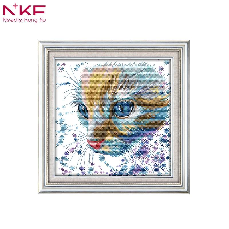 

NKF Watercolor cat print pattern cross stitch kit sale canvas for embroidery counting patterns dmc animal 14ct home decor
