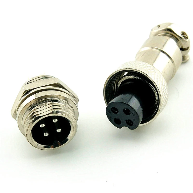 

2pcs/lot 4PIN 12mm gx12-4 plug cable connector plug and socket