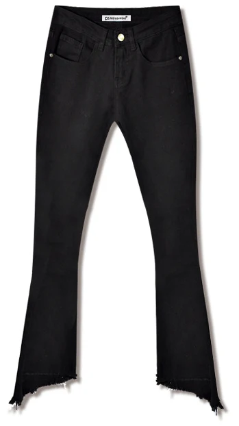 Обтягивающие брюки OL юбка-карандаш с завышенной талией случайный звонок укороченные брюки с кисточками Джинсы бойфренда для женщин черные тонкие расклешенные брюки