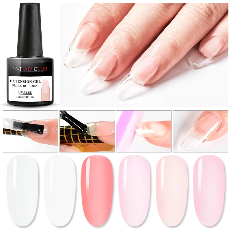 

T-TIAO CLUB 7ml Quick Extension Gel Nude Clear Pink White UV Nail Extension Building Gel Polish Nail Tips Art Manicure Soak Off