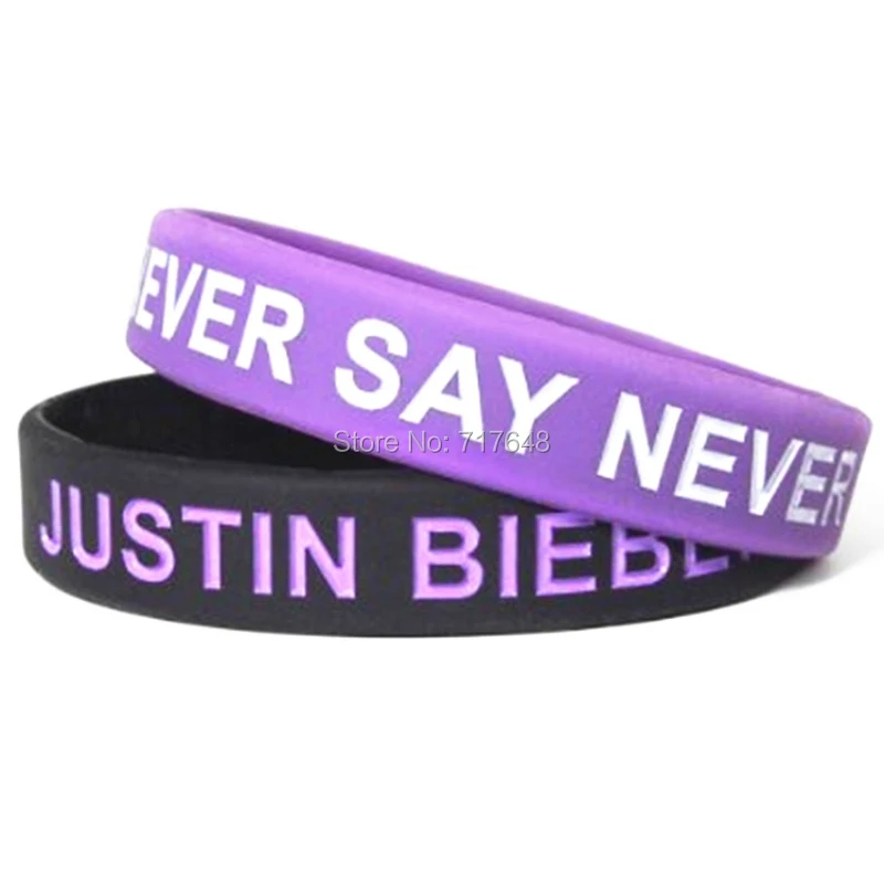 300pcs never say never justin bieber wristband silicone bracelets free shipping by FEDEX