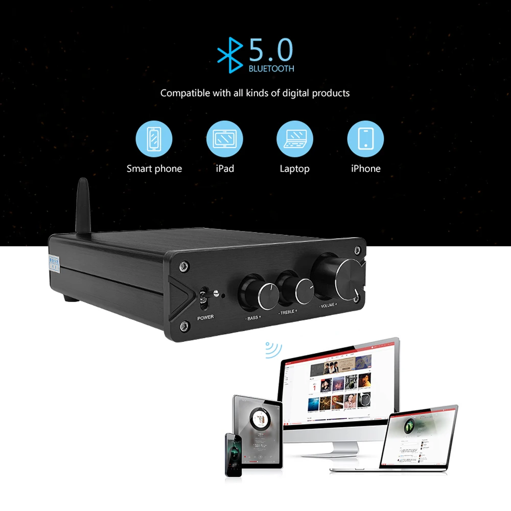Усилитель звука AIYIMA TPA3116 Bluetooth 5 0 Hi Fi стерео усилитель класса D 100 Вт * 2 ЦАП