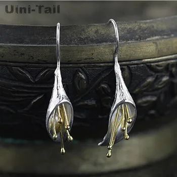 

Original handmade drawing 925 sterling silver earrings calla lily morning glory fresh trend of high quality earrings female