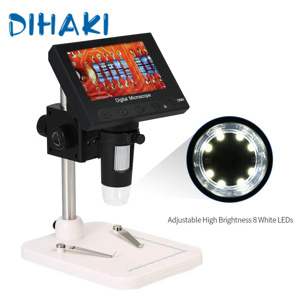 

1-1000X Digital Microscope 4.3 Inch Display Magnification Adjustable Student Educational Biological Microscope With 8LEDS