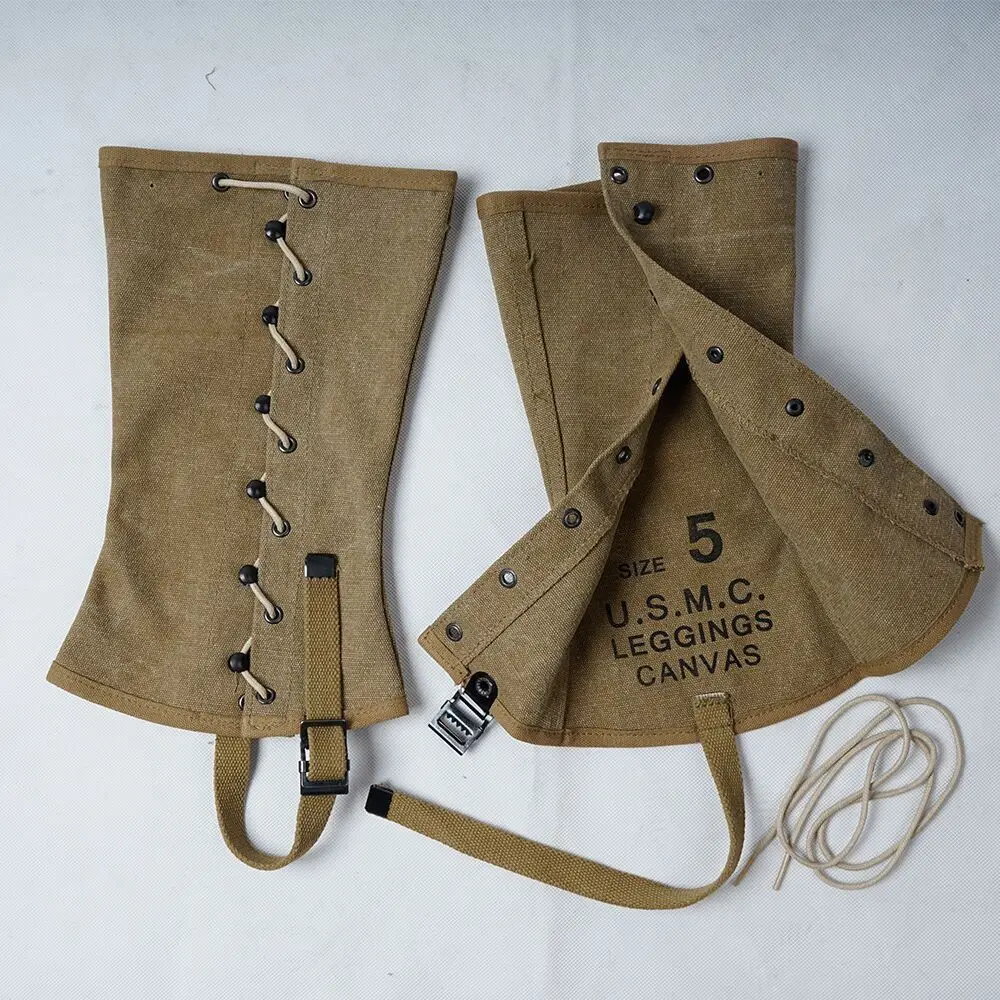

WWII WW2 US U.S.M.C GAITERS MILITARY UNIFORM M1938 LEGGING PUTTE CANVAS SPATS IN SIZE