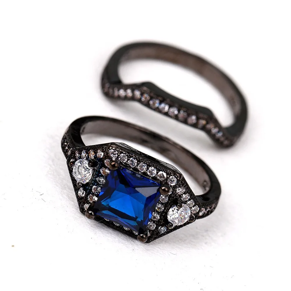 2018New Domineering black gold four-color zircon unisex Combination Detachabl ring Trend silver Accessories Size 6-10 woman gift | Украшения