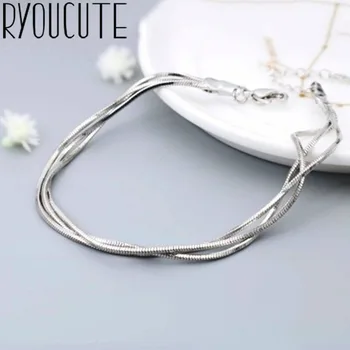 

2019 Bijoux New Designer Silver Color Round Multi-layer Bracelets For Women Fashion Girls Chain Bracelet Wholesale
