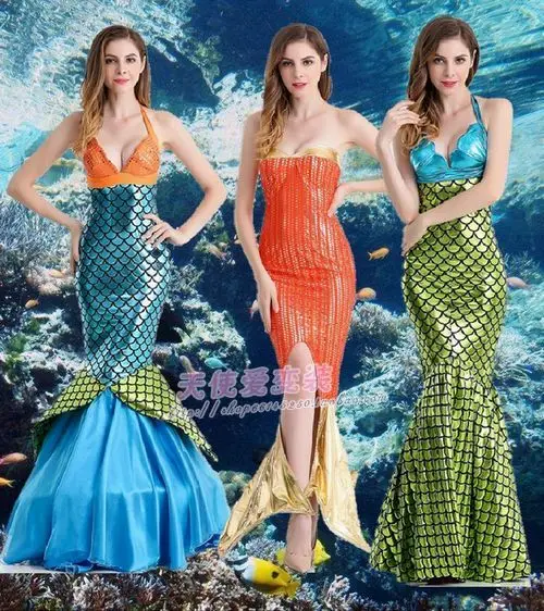 

Halloween Disney mermaid dress evening dress COSPLAY anime movie costume female performance clothing
