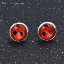 Brincos de lychee, joias de moda bonitas de mini concha, inseto, em formato redondo, brincos para mulheres e meninas, acessórios de presente de aniversário