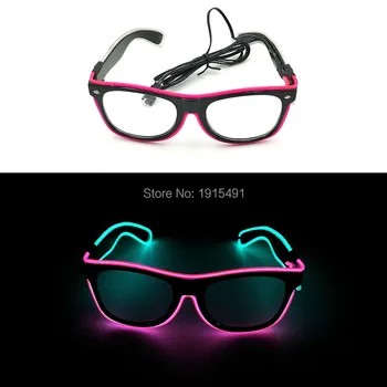 

Shine Masquerade Party Decor Blinking Pink+Sky Blue Led Light Sunglasses Holiday Lighting Nightclub Show Cold Light EL Glasses