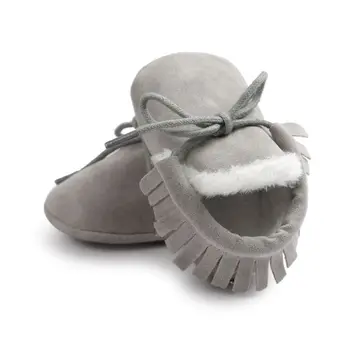 

Newborn Boys Girls Baby Soft Moccs Shoes Fringe PU Suede Soft Soled Non-slip Footwear Crib Shoes