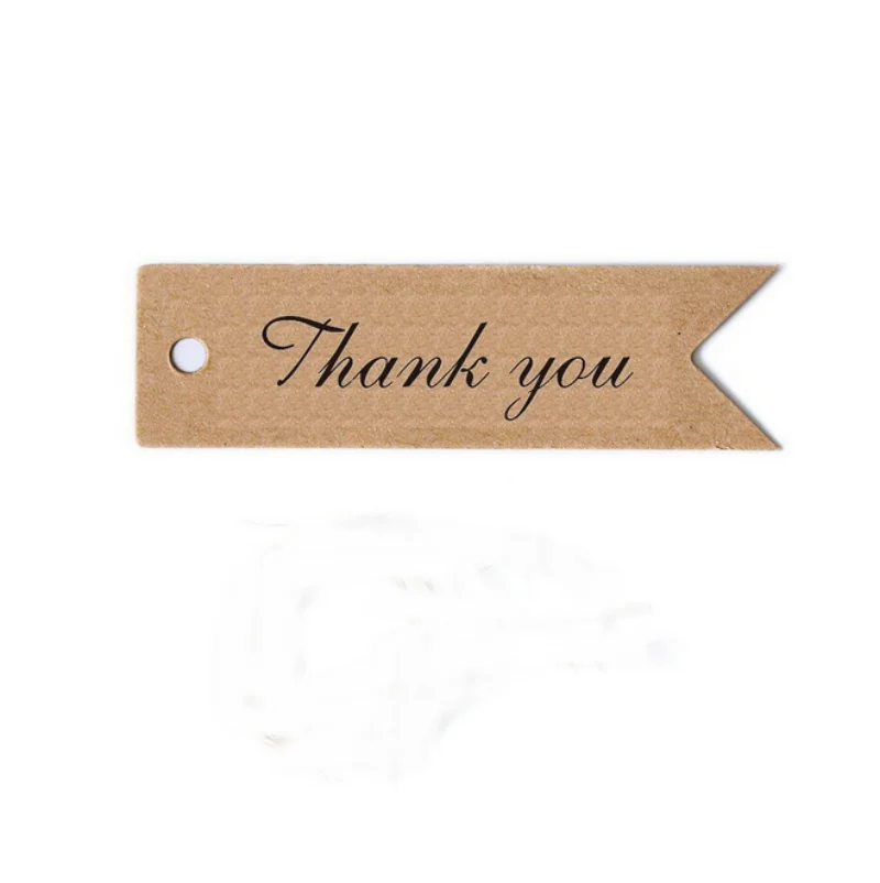 100 x vintage brown paper mark "thank you" kraft paper