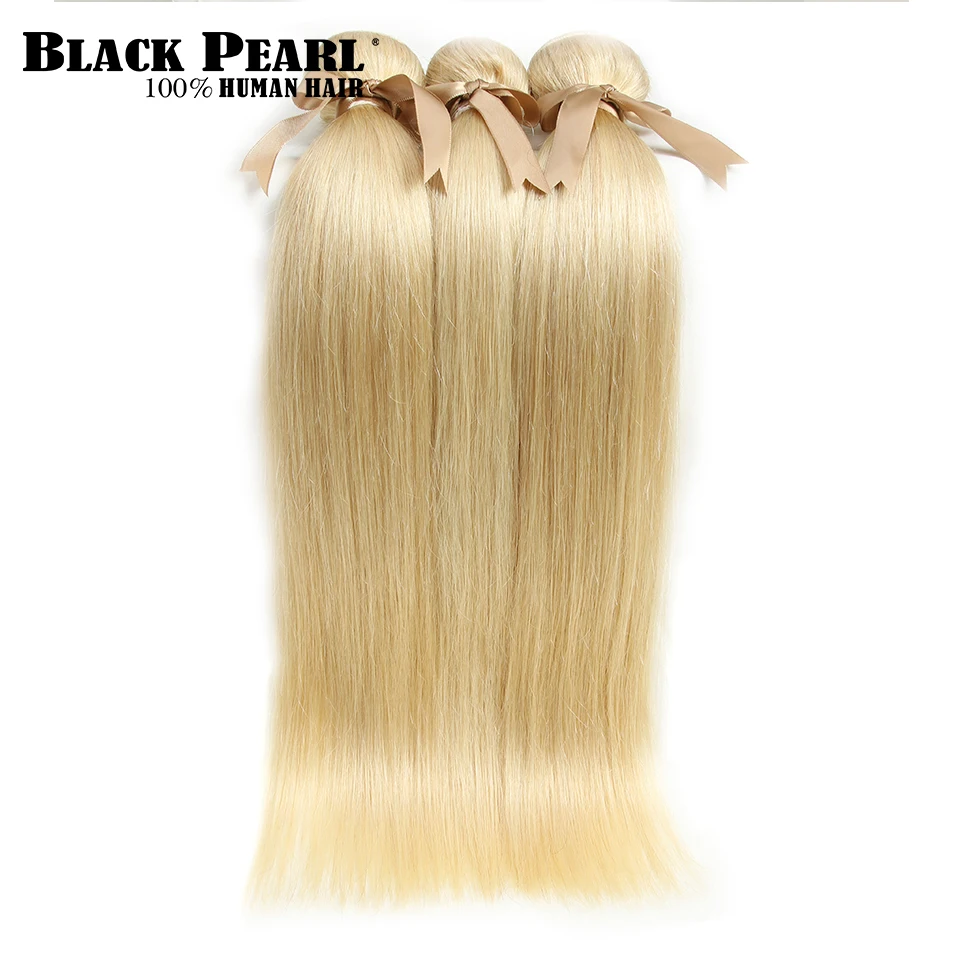 Черный жемчуг 613 пучков с фронтальной перуанской прямой волос Плетение Remy человеческих волос светлые пучки с фронтальной 100 г