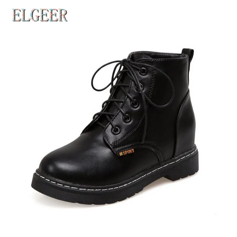

ELGEER 2018 autumn and winter women's shoes Lace-up British student women's boots Fashion casual sneakers high heels shoes