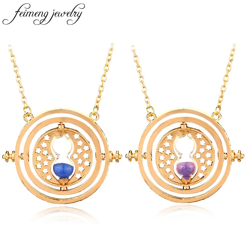 

feimeng jewelry Hermione Granger Time Turner Necklace Rotating Horcrux Time Converter Hourglass Pendant Necklace For Women Gifts