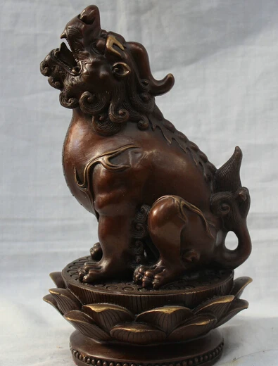 

JP S0524 Chinese Fengshui Bronze Son Of Dragon Roar to sky Statue Incense Burner Censer B0403