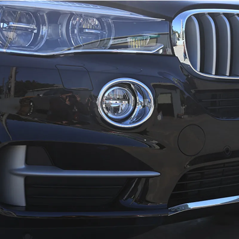 

Chrome Car Front Fog Light Circle Decoration For BMW X5 F15 2014-18 Fog Lamp Frame Cover Trim Exterior Accessories