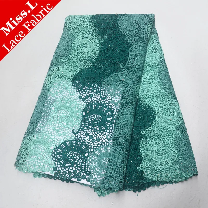 

Hottest Design African Water Soluble Lace Fabric Nigerian Lace Fabric African Cord Lace With Beads Tricolor Lace Fabric For 2019