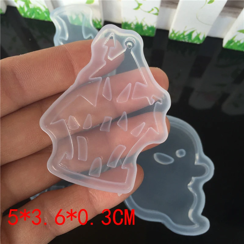 1pcs UV Resin Jewelry Liquid Silicone Mold Cartoon Ghost Castle Charms Molds For DIY Hallowmas Intersperse Decorate Jewelry