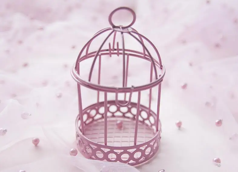 Мини металлическое украшение птица в клетке для реквизит фотографии Шоколадные конфеты коробка Свадебная вечеринка Сувениры подарки Домашний декор
