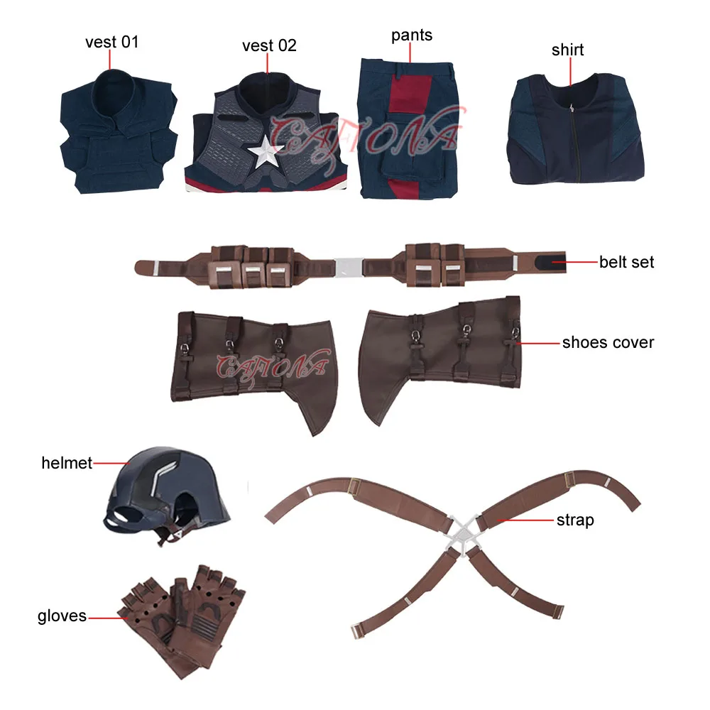 Avengers Endgame Captain America Cosplay Costume Cosplay Accessories Halloween Helmet Cool Man Super Hero Sets