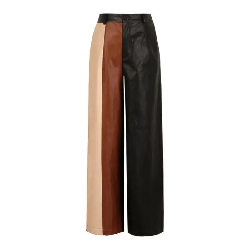 Женские штаны из искусственной кожи,, осенние и зимние свободные штаны длиной до щиколотки, популярные цветные штаны из искусственной кожи, широкие брюки L1594