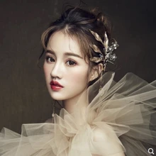 Винтажная свадебная тиара листья кисточкой шпилька барокко свадебные аксессуары для волос индивидуальный зажим свадебные украшения Новинка