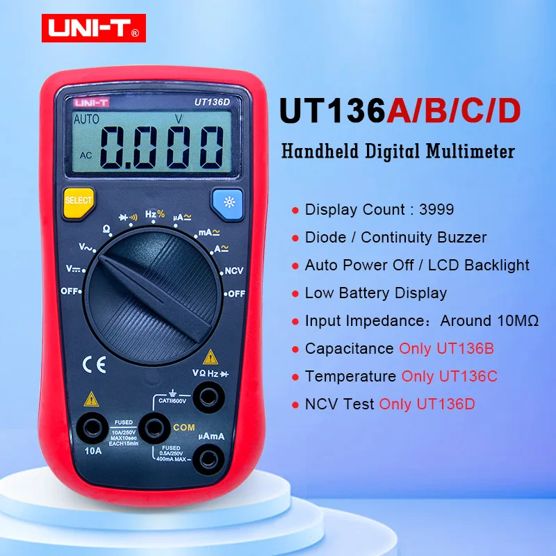 Ручной Мини мультиметр UT136A/UT136B/UT136C/UT136D вольтметр амперметр несколько тестеров