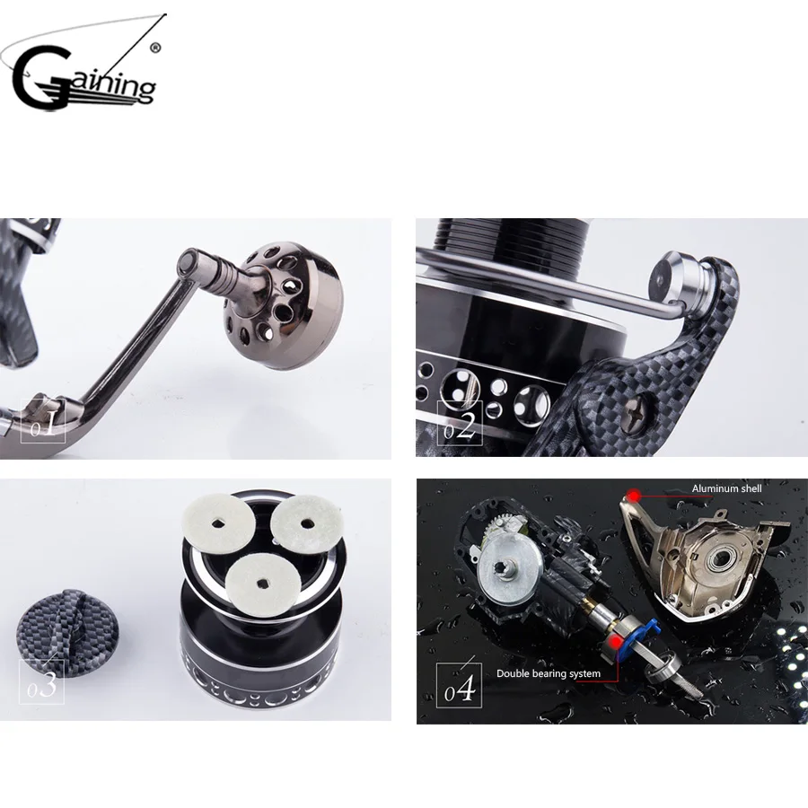4 No Gap Spinning Reel 12+1BBs 2000-7000 Series Aluminum Alloy Body Spinning Reel for Bass Pike Fishing