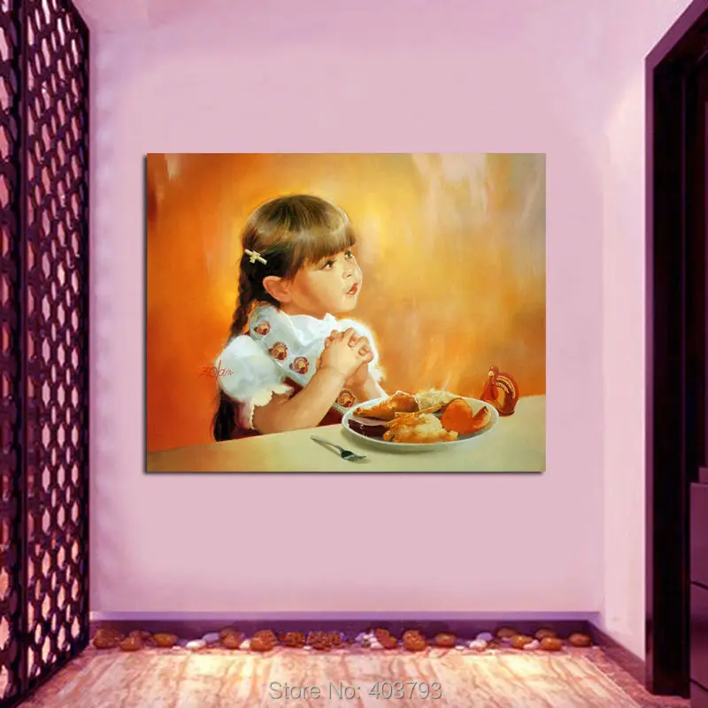 

Perfect 36x24inch modern oil painting handpainted on canvas"A beautiful little girl in a dinner " home decoration
