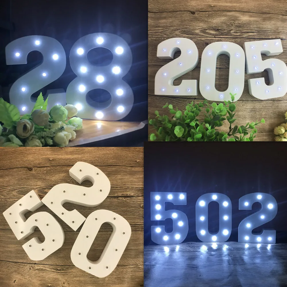 

2017 NUMBER LETTER NIGHT LIGHTS LED LIGHT UP WHITE NUMBERS Plaques STANDING HANGING WALL LAMP DECOR WEDDING KIDS Birthday Gifts