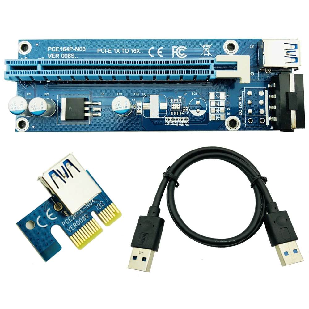 Riser PCIe 1 к 4 PCI Express 16X Слоты E Райзер 1X 16x адаптер USB 3 0 Molex 4pin для майнинга BTC Antminer