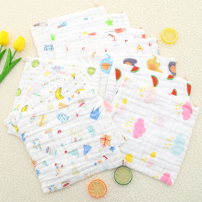 5pcs/lot 6 layers Baby Towel Cotton Wipe Face Towel Muslin Gauze Newborn Bibs Infant Feeding Toddler Kids Saliva Bathing 25*25cm