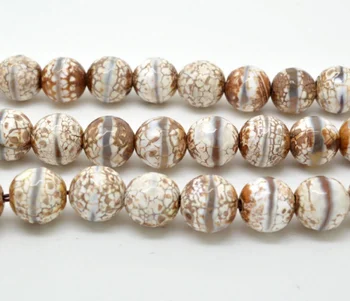 

Fire Etched Agat e Faceted Tibetan dZi Round Beads