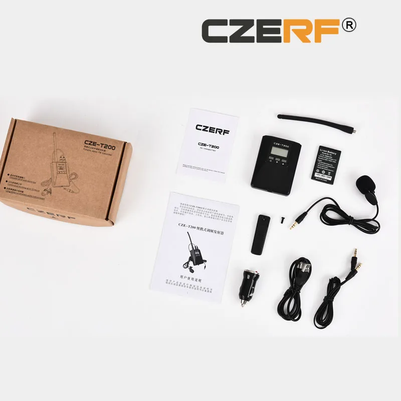 

Free Shipping CZE-T200 0.2W FM Radio Broadcast Transmitter Kits 76~108MHz Wireless protable mini Stereo PLL