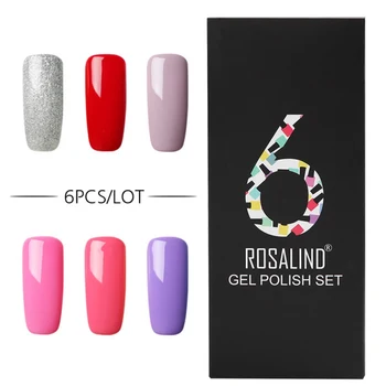 

(6PCS / LOT) ROSALIND 7ML Nail Set UV LED nail Polish Long-Lasting Set Decoration Nail Gel Paint Nail Care Gift Box HOT sell