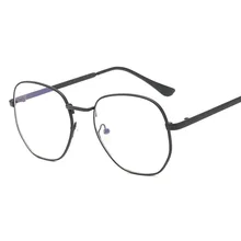 SO& EI Новая мода анти-синие прозрачные линзы винтажные женские металлические очки оправа близорукость оптический ретро круглые мужские очки оправа