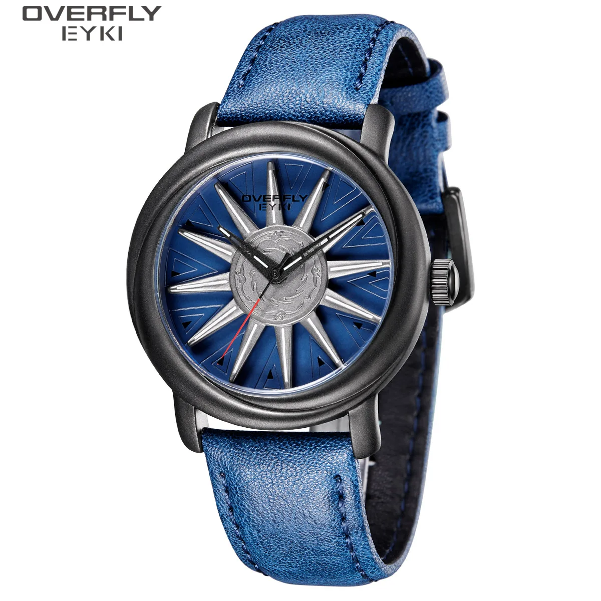 

EYKI black genuine leather watchband watches PU strap sport watch brand luxury quartz wristwatch montre homme reloj E3101