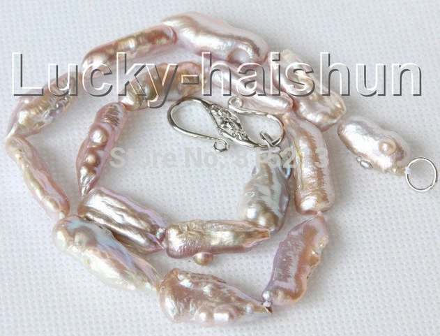 

FREE SHIPPING>>>@@ > N1395 27mm purple Reborn keshi pearls necklace 18KGP clasp