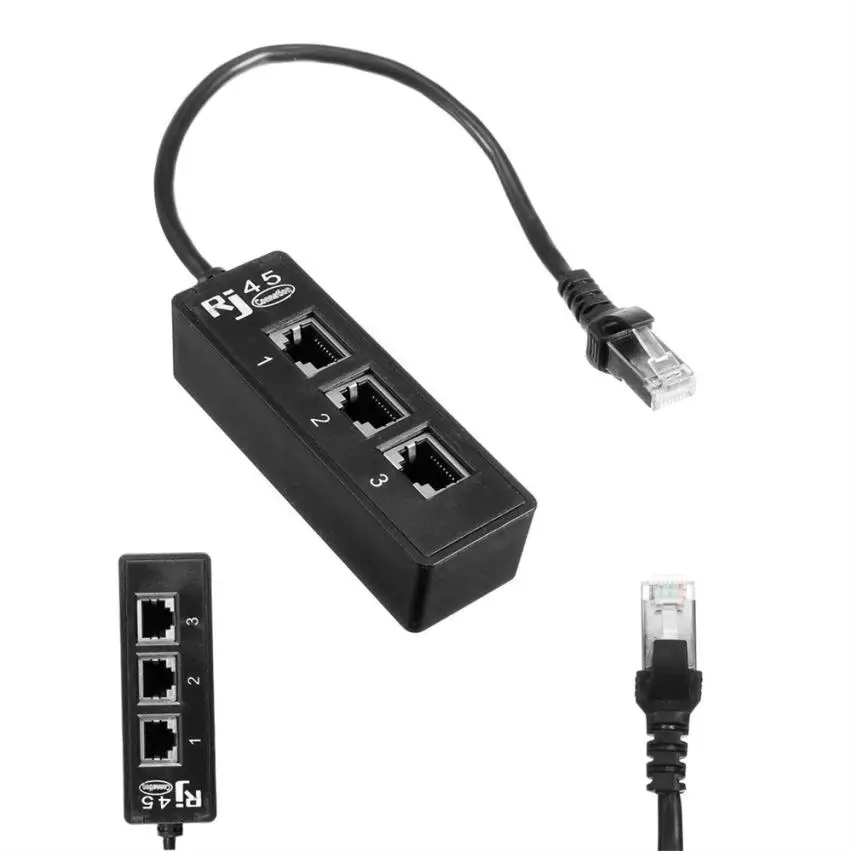 Оптовая продажа сетей LAN Ethernet RJ45 1 штекер на 3 гнезда разъем сплиттер адаптер